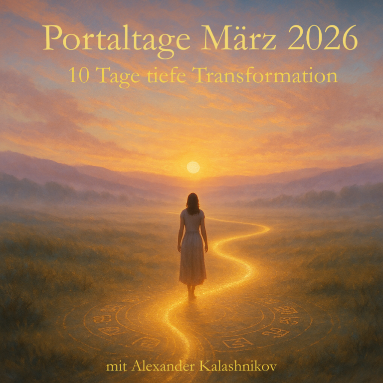 Frau auf leuchtendem Pfad bei Sonnenaufgang – Symbol für innere Reise und Transformation zu den Portaltagen 2026